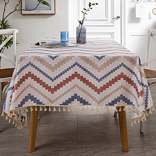 ROJDFCNBW Stick Baumwolle und Tischtuch, for die Küche, rechteckige Tischdekoration, waschbare Tischdecke(Wave,86.6 x 55.1 inch) von ROJDFCNBW