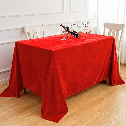 ROJDFCNBW Stick Baumwolle und Tischtuch, mit quadratischer Tischdecke for den Esstisch drinnen und draußen(Red,200x260cm) von ROJDFCNBW