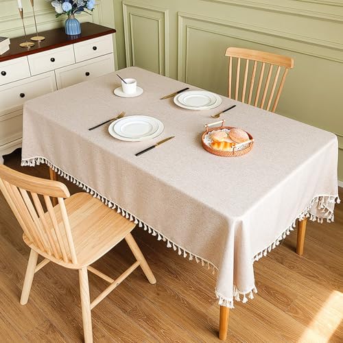 ROJDFCNBW Stick Baumwolle und Tischtuch, oder Couchtisch, Küche, Esszimmer, Tischplatte(Beige,55.1 x 55.1 inch) von ROJDFCNBW