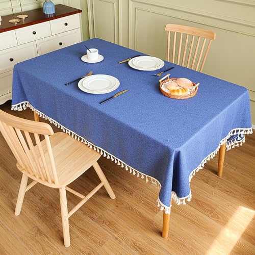 ROJDFCNBW Stick Baumwolle und Tischtuch, oder Couchtisch, Küche, Esszimmer, Tischplatte(Dark Blue,55.1 x 55.1 inch) von ROJDFCNBW