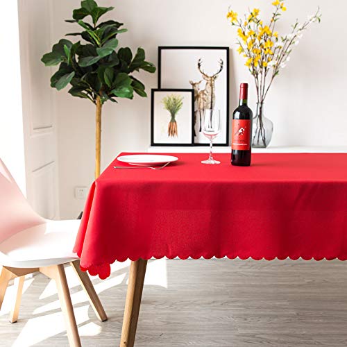 ROJDFCNBW Stick Baumwolle und Tischtuch, und weiche Tischdecke for die Küchentischdekoration(Red,180x200cm) von ROJDFCNBW