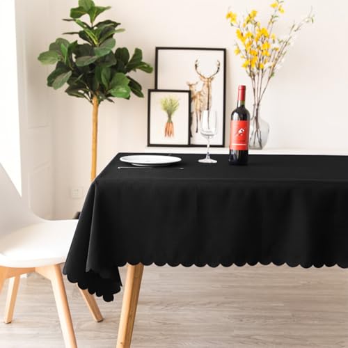 ROJDFCNBW Stick Baumwolle und Tischtuch, weiche Tischdecke aus Polyester for die Küchentischdekoration(Black,63 x 47.2 inch) von ROJDFCNBW