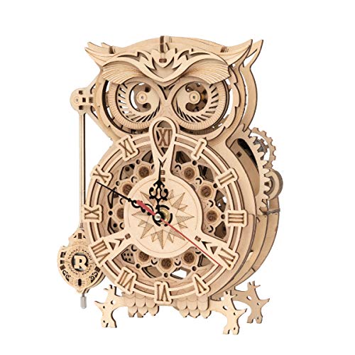ROKR Owl Uhr Bausatz,3D Holzpuzzle für Erwachsene,Schreibtischdekoration Geschenk für Männer Frauen(LK503) von ROKR