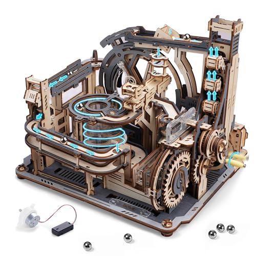 ROKR 3D Puzzle Erwachsene Elektrische Kugelbahn,Marble Spaceport 3D Wooden Puzzle,Night City 2.0,Geschenkidee für Männer(LGC01) von ROKR