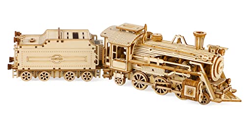 ROKR 3D Puzzle Express Dampflokomotive Holzpuzzle Modellbau - lokomotive Holzbausatz - Weihnachten Geburtstagsgeschenk für Jugendliche und Erwachsene (Prime Steam Express) von ROKR