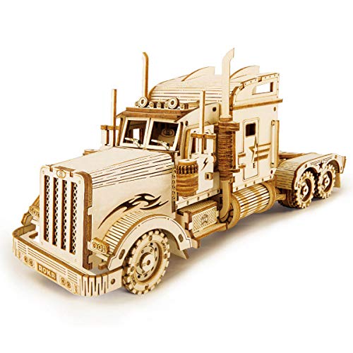 ROKR 3D Puzzle Express Holzpuzzle Modellbau - Lastwagen Holzbausatz - Weihnachten Geburtstagsgeschenk für Jugendliche und Erwachsene (Heavy Truck) von ROKR