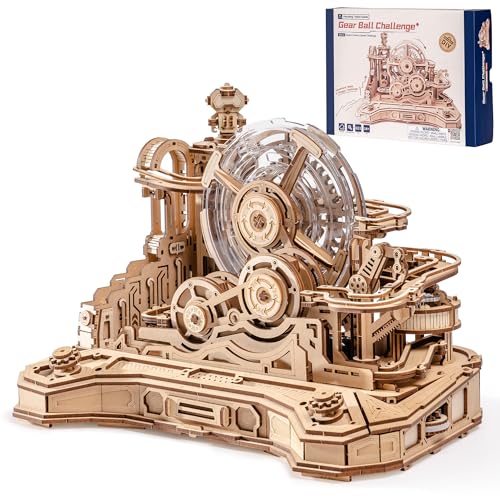 ROKR 3D Puzzle Holz Kugelbahn Modellbausatz,Gear Ball Challenge Bauspielzeug,Holzpuzzle DIY Geschenke für Männer und Kinder ROKR 3D Puzzle Holz Kugelbahn Modellbausatz,Gear Ball Challenge Bauspielzeug,Holzpuzzle DIY Geschenke für Männer und Kinder von ROKR