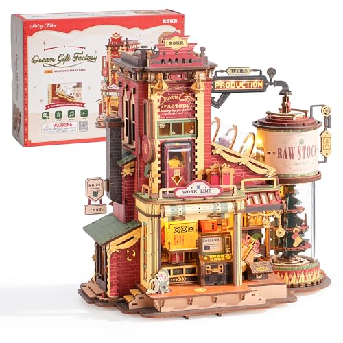 ROKR 3D Puzzle Holz Traumgeschenkfabrik, 3D Holzpuzzle Erwachsene Mechanisch, Musik-Modellbausätze für Erwachsene, Dream Gift Factory, EAB01 von ROKR