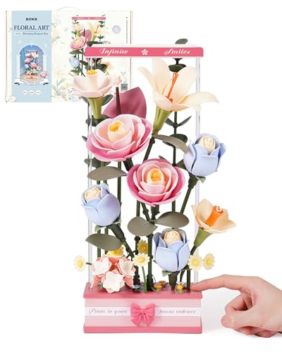 ROKR 3D Puzzle Künstliche Blumen Set, DIY Kunstblumen Blumenstrauß Blumendeko Modellbausätze Deko Wohnzimmer Schlafzimmer Dekoration Bausatz Geschenk für Mädchen, Blooming Bouquet Box, AF01D von ROKR