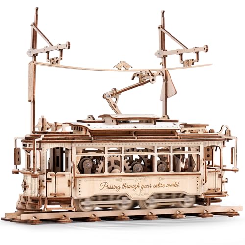 ROKR Bewegliche Straßenbahn 3D Holzpuzzle Erwachsene,STEM Modell Schreibtischdekoration Geschenk für Männer Frauen(LK801) von ROKR
