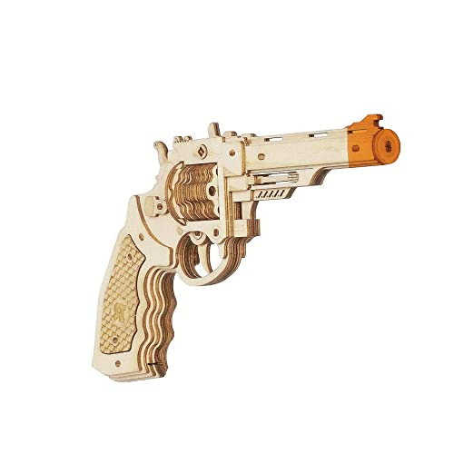 ROKR Gummiband Pistole Holzmodell Bausatz | 3D Puzzle Holzbausatz Mechanische Modell für Kinder, Jugendliche und Erwachsene (Corsac M60 Revolver) von ROKR