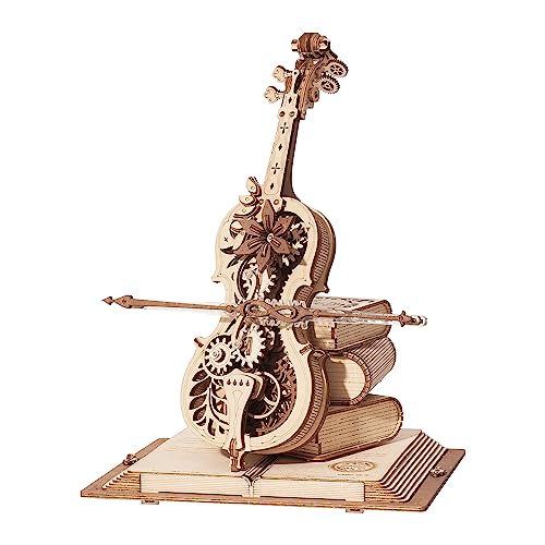 ROKR 3D Holz Puzzle Modellbausatz Spieluhr, DIY Holzpuzzle Magisches Cello Geschenke und Dekoration für Erwachsene Teenager von ROKR