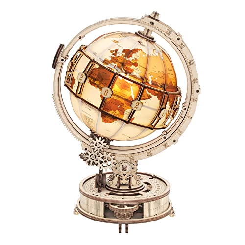 ROKR Holzpuzzle Erwachsene 3D Holz Puzzle Modell Mit Globus Modellbau, 180 Teilen, Luminous Globe von ROKR
