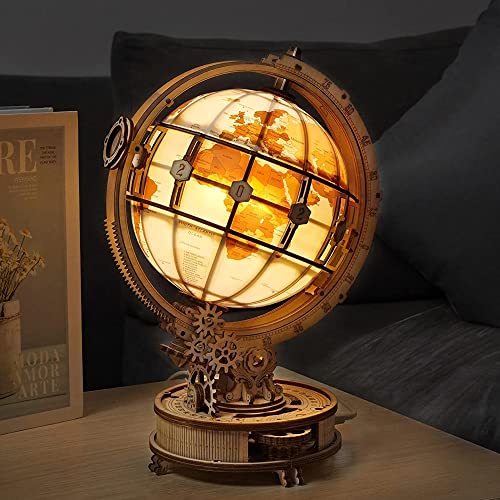 ROKR Leuchtender Globus Modellbausätze,3D Holzpuzzle Erwachsene,STEM Schreibtischdekoration Geschenk für Männer Frauen(ST003) von ROKR