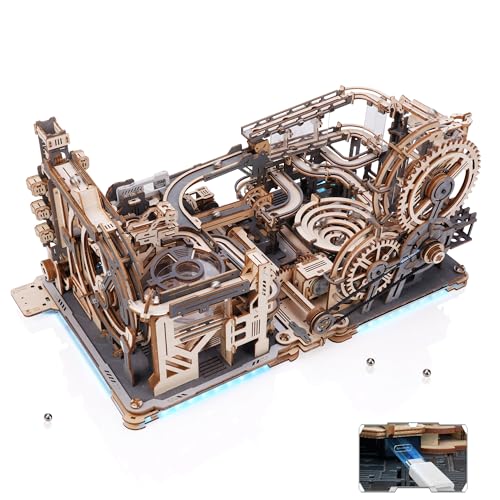 ROKR Kugelbahnen Kombi-Set 3D Puzzle Erwachsene Modellbausätze Geschenkidee für Männer Marble Spaceport & Night City & Link Pack von ROKR