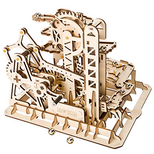 ROKR Marble Roller Coaster Clockwork Mechanical 3D Puzzle Game Woodcraft Construction Kit Adult Craft Set Puzzle Present (Tower Coaster) von ROKR