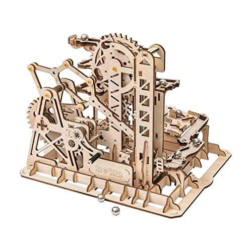 ROKR Marble Roller Coaster Clockwork Mechanical 3D Puzzle Game Woodcraft Construction Kit Adult Craft Set Puzzle Present (Tower Coaster) von ROKR