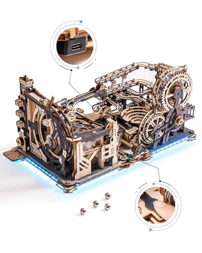 ROKR Kugelbahnen 3D Holzpuzzle für Erwachsene, 3D Puzzle Holz Motorbetriebene Modellbausätze mit Kugeln, Automatischer & Manueller Modi, Marble Spaceport & Night City & Link Pack, LGC01 LGA01 LG01 ROKR Kugelbahnen 3D Holzpuzzle für Erwachsene, 3D Puzzle Holz Motorbetriebene Modellbausätze mit Kugeln, Automatischer & Manueller Modi, Marble Spaceport & Night City & Link Pack, LGC01 LGA01 LG01 von ROKR