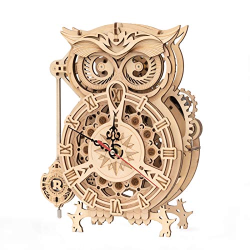 ROKR Owl Clock Modellbausatz | Holz Modellbau | 3D Holzpuzzle Erwachsene von ROKR