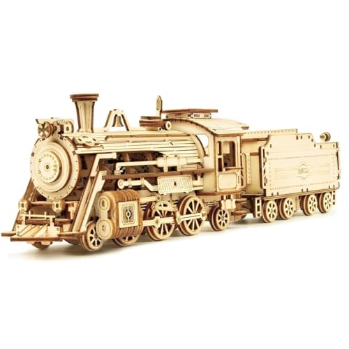 ROKR Retro Dampflokomotive Modellfahrzeug Zug 3D Holzpuzzles für Erwachsene Teenager Kinder Geschenk Heimdekoration von ROKR