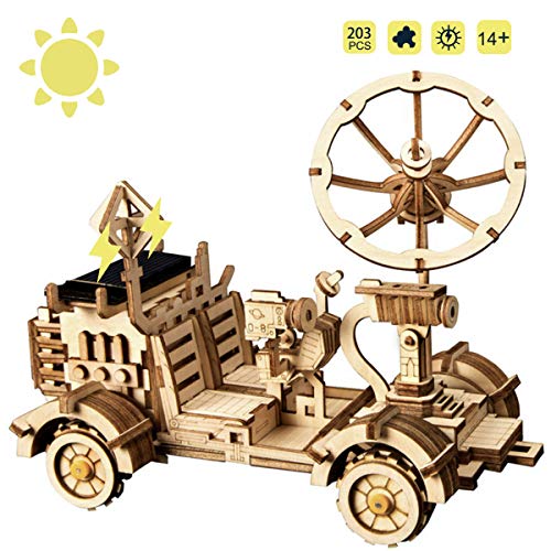 ROKR STEM Solarbetriebene Pädagogisches Spielzeug DIY Bausätze Laserschneiden Holzpuzzle Für Kinder, Jugendliche und Erwachsene (Moon Buggy) von ROKR
