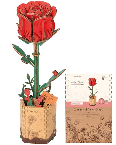 ROWOOD 3D Puzzle Rote Rose, DIY-Blume Aus Holz, Modellbausätze Für Künstliche Blumen Zum Zusammenbauen Für Erwachsene, Beste Heimdekoration Und Valentinstags-Spielzeug-Geschenkset ROWOOD 3D Puzzle Rote Rose, DIY-Blume Aus Holz, Modellbausätze Für Künstliche Blumen Zum Zusammenbauen Für Erwachsene, Beste Heimdekoration Und Valentinstags-Spielzeug-Geschenkset von rowood
