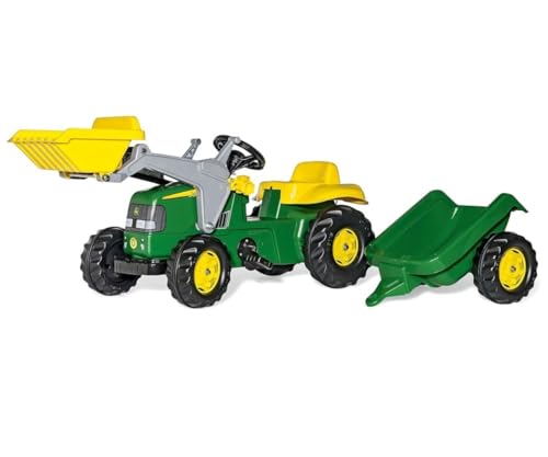 Rolly Toys Set Traktor Junior John Deere (Landwirtschaftstraktor für Kinder, Traktor für 3 bis 7-Jährige, Flüsterlaufreifen, Farbe Grün/Gelb,) 811496 von ROLLY TOYS