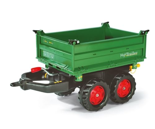 Rolly Toys ZC-107 rollyMega Trailer (für Kinder von 3-10 Jahre, Zweiachsanhänger, Dreiseitenkipper, mit Heckkupplung) 122202, 88 cm × 45 cm × 47 cm, grün von ROLLY TOYS