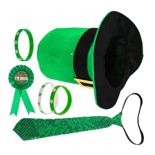 ROMANSENTIAL 1 Satz Partygeschenke Zum St. Patrick's Day, Festliches Grünes Kleeblatt-hut Und Kragen-krawatte, Kostümzubehör-set Für Feiern, Paraden Und Irische Veranstaltungen ROMANSENTIAL 1 Satz Partygeschenke Zum St. Patrick's Day, Festliches Grünes Kleeblatt-hut Und Kragen-krawatte, Kostümzubehör-set Für Feiern, Paraden Und Irische Veranstaltungen von ROMANSENTIAL