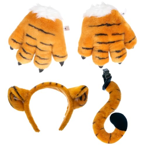 ROMANSENTIAL 1 Satz Tiger-Cosplay pelzige Pfoten Tiger-Stirnband Tiger Tigerohren faschingskostüme fasnachtskostüme Party-Kostüm-Requisite Ohren Stirnband Plüschmaterial ROMANSENTIAL 1 Satz Tiger-Cosplay pelzige Pfoten Tiger-Stirnband Tiger Tigerohren faschingskostüme fasnachtskostüme Party-Kostüm-Requisite Ohren Stirnband Plüschmaterial von ROMANSENTIAL