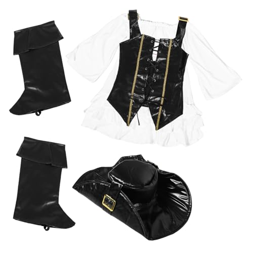 ROMANSENTIAL 1set Mädchen Piraten Outfit Mittelalter Kinder Piratenkostüm Langarm Gothic Kleid Kleines Mädchen Halloween Kostüm Piratenkleid Cosplay Party Weste Für Halloween Cosplay ROMANSENTIAL 1set Mädchen Piraten Outfit Mittelalter Kinder Piratenkostüm Langarm Gothic Kleid Kleines Mädchen Halloween Kostüm Piratenkleid Cosplay Party Weste Für Halloween Cosplay von ROMANSENTIAL