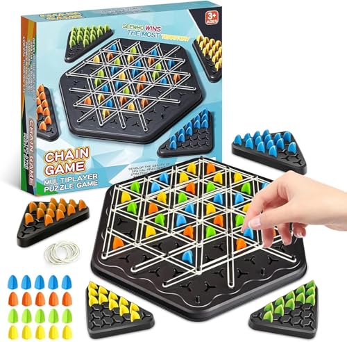 ROMANVIC Triggle Spiel,Triggle Geometrisches Schachspiel,Urlaubs- oder Geburtstagsgeschenk Game für Erwachsene Jungen und Mädchen ab 9 Jahren, Chain Triangle Orbito Gummibänder Brettspiele ROMANVIC Triggle Spiel,Triggle Geometrisches Schachspiel,Urlaubs- oder Geburtstagsgeschenk Game für Erwachsene Jungen und Mädchen ab 9 Jahren, Chain Triangle Orbito Gummibänder Brettspiele von ROMANVIC
