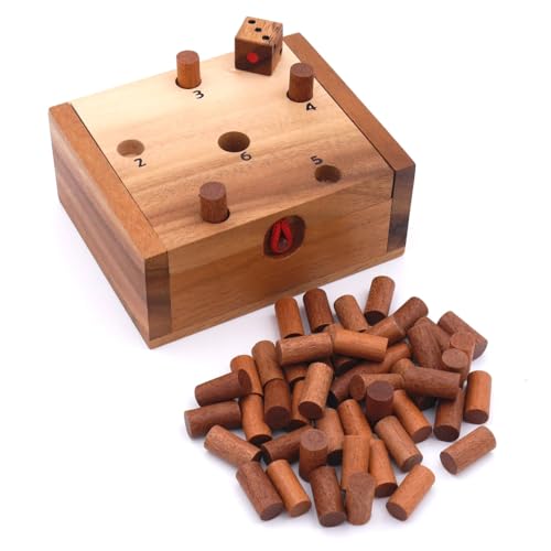 Endlich die 6 - EIN lustiges Würfelspiel aus Holz, einfache Regeln, für Kinder und Erwachsene, Modell:Premium von ROMBOL