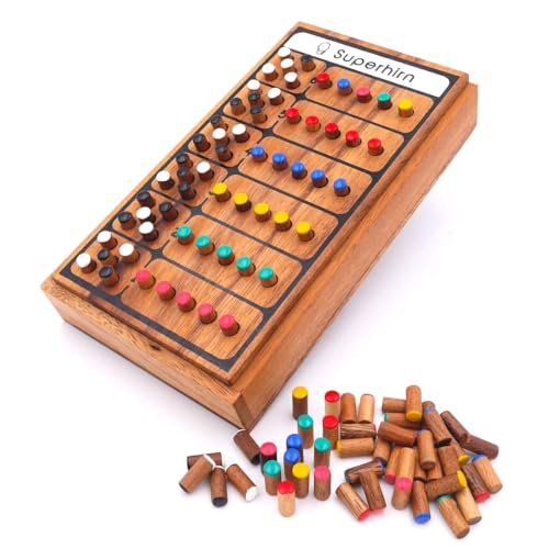ROMBOL Superhirn - Color Finder - 5 Farben, mehr Spielspaß, 2 Personen, Holzspiel inkl. praktischem Verschlussband von ROMBOL