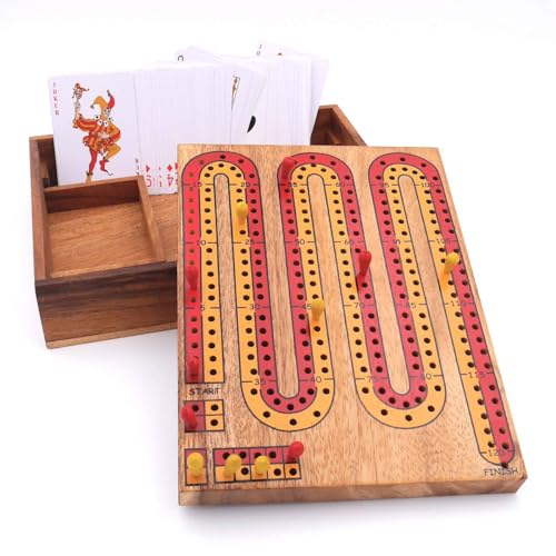 ROMBOL Cribbage, aus Holz mit Kartenspiel, Gesellschaftsspiel, Familienspiel, Brettspiel von ROMBOL