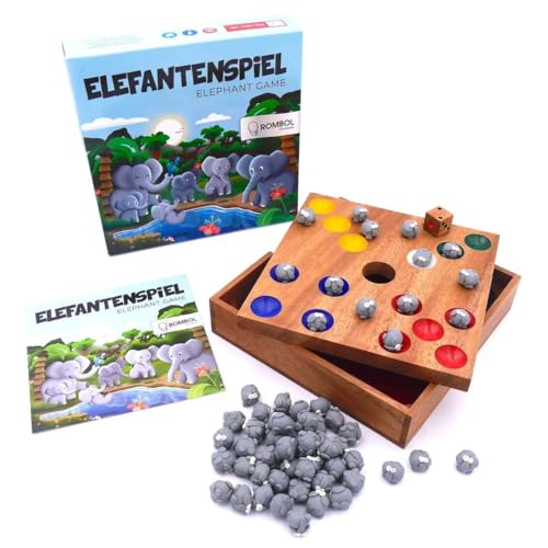 ROMBOL Elefantenspiel - Das Würfelspiel mit den süßen Elefanten für die ganze Familie, Modell:Elefanten ROMBOL Elefantenspiel - Das Würfelspiel mit den süßen Elefanten für die ganze Familie, Modell:Elefanten von ROMBOL
