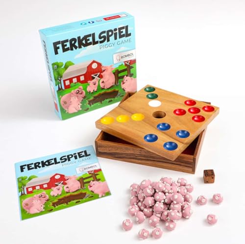 ROMBOL Ferkelspiel - Das Würfelspiel mit den süßen Ferkeln für die ganze Familie, für 2 bis 6 Spieler von ROMBOL