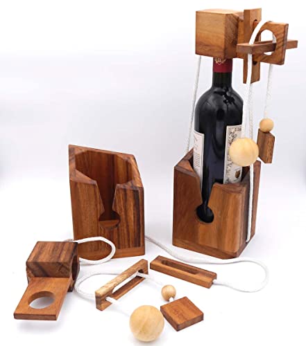 ROMBOL Flaschentresor - Edles Denkspiel aus Holz für große Flaschen, Modell:3 von ROMBOL
