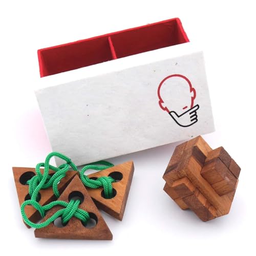 ROMBOL Geschenkbox mit Knobelspielen, Holz-Spiel, Denkspiel, Knobelspiel, Geduldspiel aus Holz, Geschenkbox:2er Geschenkebox von ROMBOL
