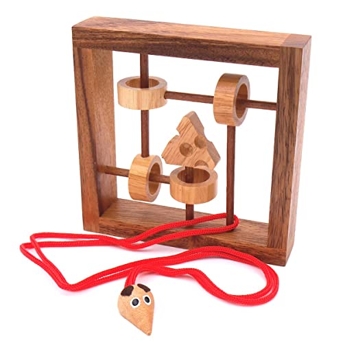 ROMBOL Mausefalle, EIN Seilpuzzle, Holzspiel, Denkspiel, Knobelspiel, Geduldspiel aus Holz von ROMBOL