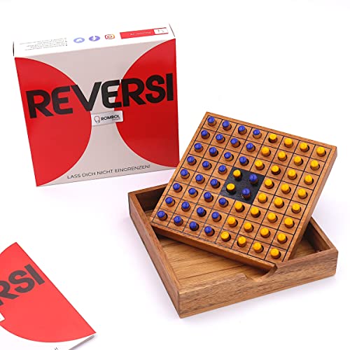 ROMBOL Reversi - Interessantes Strategiespiel für 2 Personen aus edlem Holz, Farbe:gelb/blau von ROMBOL