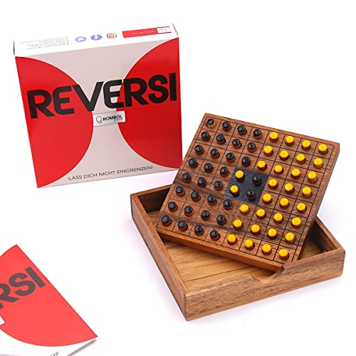 ROMBOL Reversi - Interessantes Strategiespiel für 2 Personen aus edlem Holz, Farbe:gelb/schwarz von ROMBOL