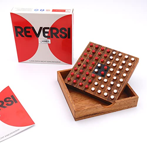 ROMBOL Reversi - Interessantes Strategiespiel für 2 Personen aus edlem Holz, Farbe:rot/weiß von ROMBOL