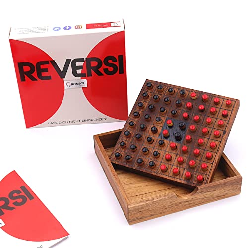 ROMBOL Reversi - Interessantes Strategiespiel für 2 Personen aus edlem Holz, Farbe:schwarz/rot von ROMBOL