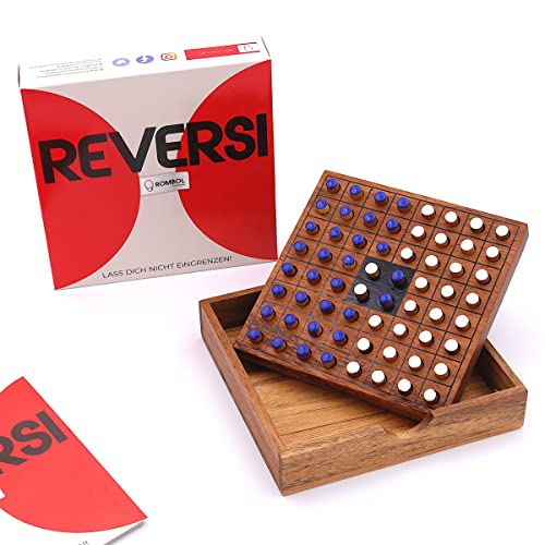 ROMBOL Reversi - Interessantes Strategiespiel für 2 Personen aus edlem Holz, Farbe:weiß/blau von ROMBOL