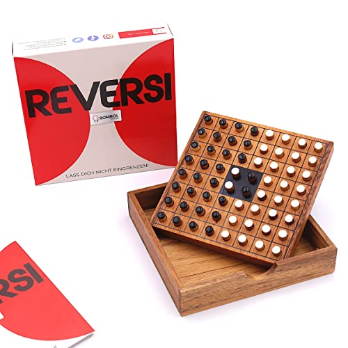 ROMBOL Reversi - Interessantes Strategiespiel für 2 Personen aus edlem Holz, Farbe:weiß/schwarz von ROMBOL