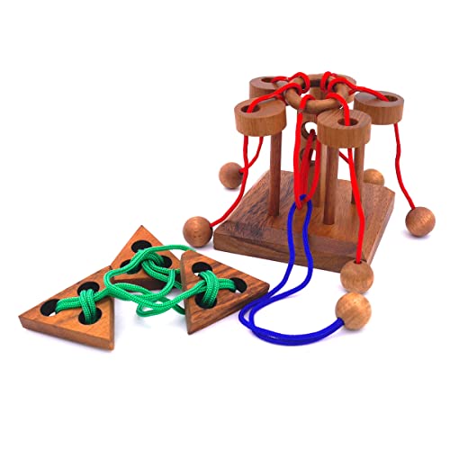 ROMBOL Seilpuzzle-Set mit unterschiedlichen, kniffligen Knobelspielen für Kinder und Erwachsene, Modell:Set 3 von ROMBOL