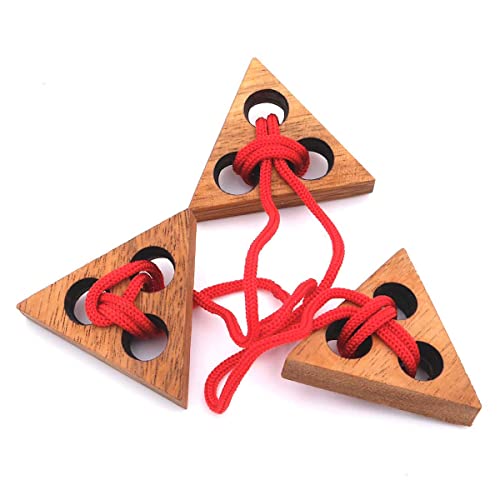 ROMBOL Triangelpuzzle, EIN Seilpuzzle, Holzspiel, Denkspiel, Knobelspiel, Geduldspiel aus Holz von ROMBOL