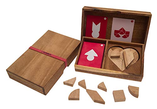 ROMBOL Varianten des Tangram Spieles für 2 Personen, Holz, Legespiel, Holzspiel, Denkspiel, Knobelspiel, Geduldspiel aus Holz, Modell:Herz von ROMBOL