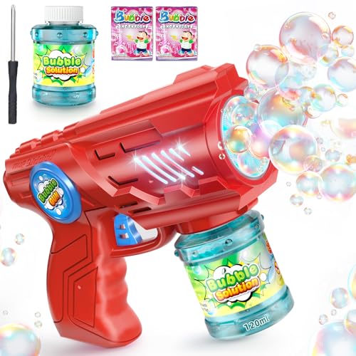 ROMINVIC Seifenblasenmaschine,Seifenblasenpistole Kinder Seifenblasen Machine: LED Seifenblasen Elektrisch Mit 100 ML Tank Blau Automatische Bubble Maker Für Kids Shooter Party Spielzeug von ROMINVIC